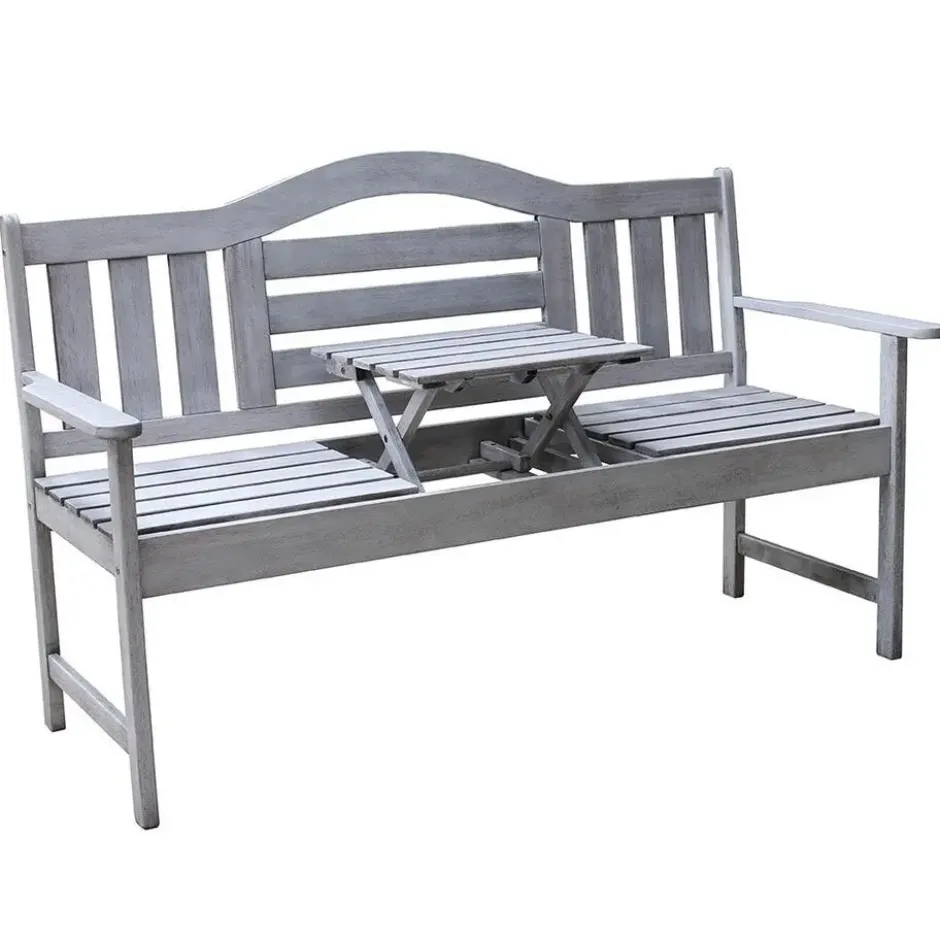 SenS-Line Nevada tuinbank met uitklapbaar tafeltje - Grijs - 150 cm - Meranti h