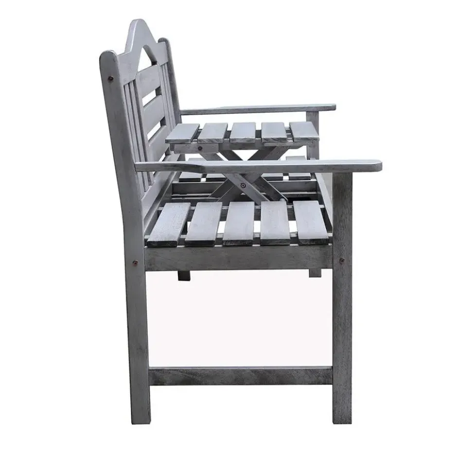 SenS-Line Nevada tuinbank met uitklapbaar tafeltje - Grijs - 150 cm - Meranti h
