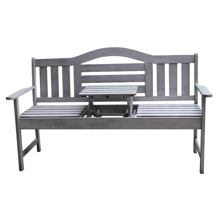 SenS-Line Nevada tuinbank met uitklapbaar tafeltje - Grijs - 150 cm - Meranti h