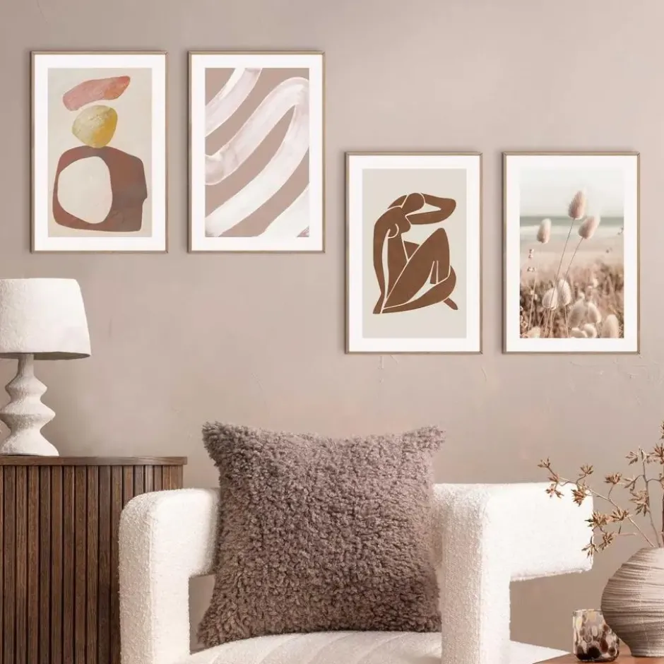 Set poster met lijst - Aards & Abstract
