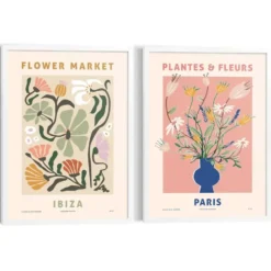 Set poster met lijst - Bloemen