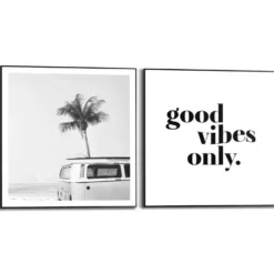 Set poster met lijst - Good Vibes
