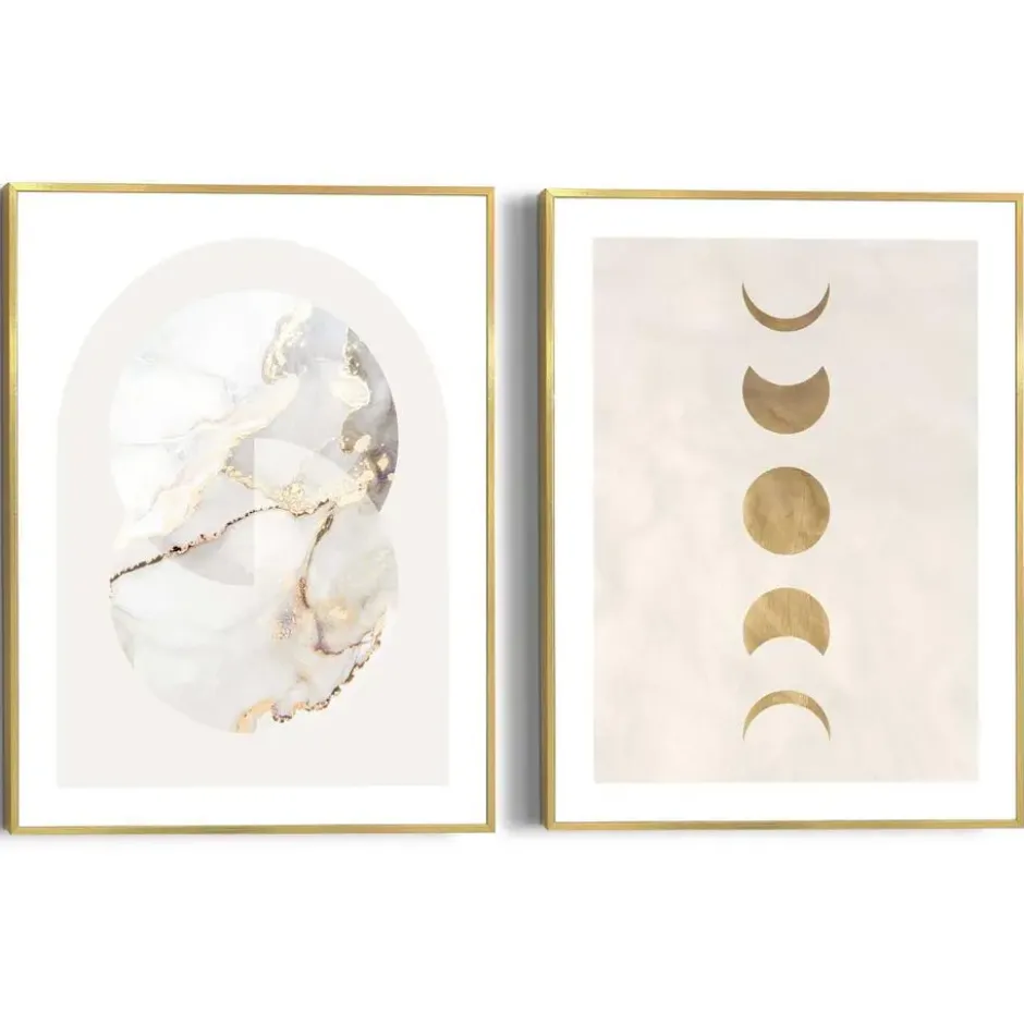 Set poster met lijst - Maan & Marmer