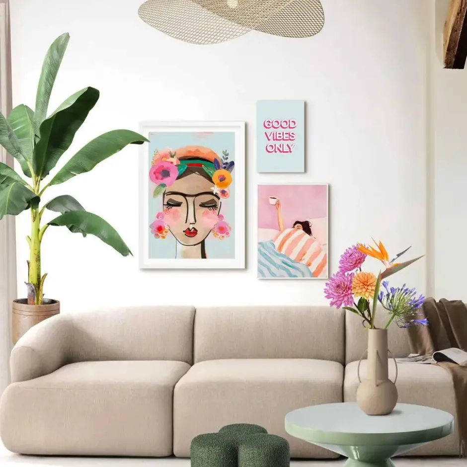 Set poster met lijst - Pastel sfeer