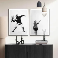 Set poster met lijst - Street Art Banksy