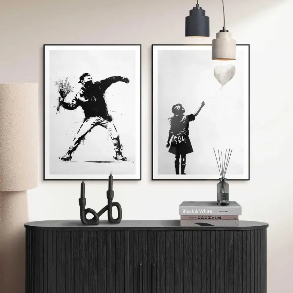 Set poster met lijst - Street Art Banksy