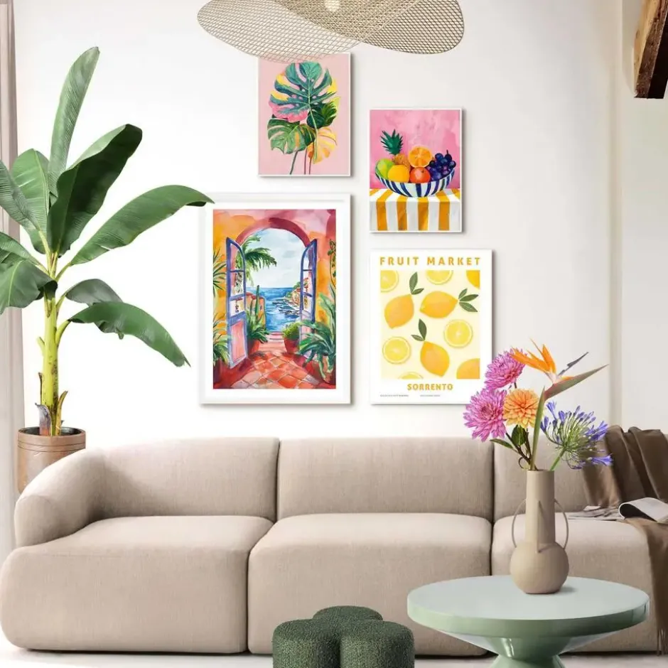 Set poster met lijst - Zomer in huis