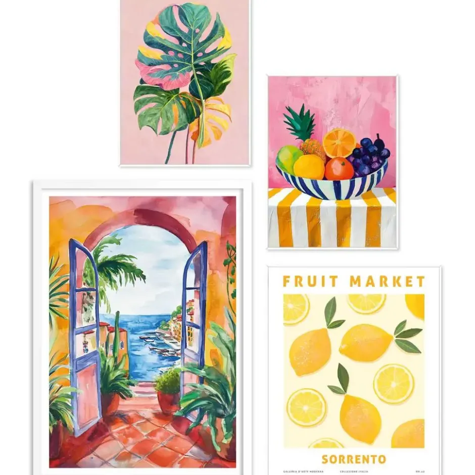 Set poster met lijst - Zomer in huis