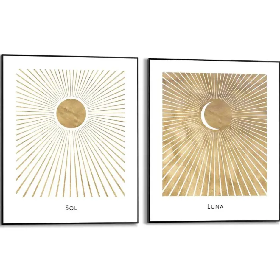 Set poster met lijst - Zon en Maan