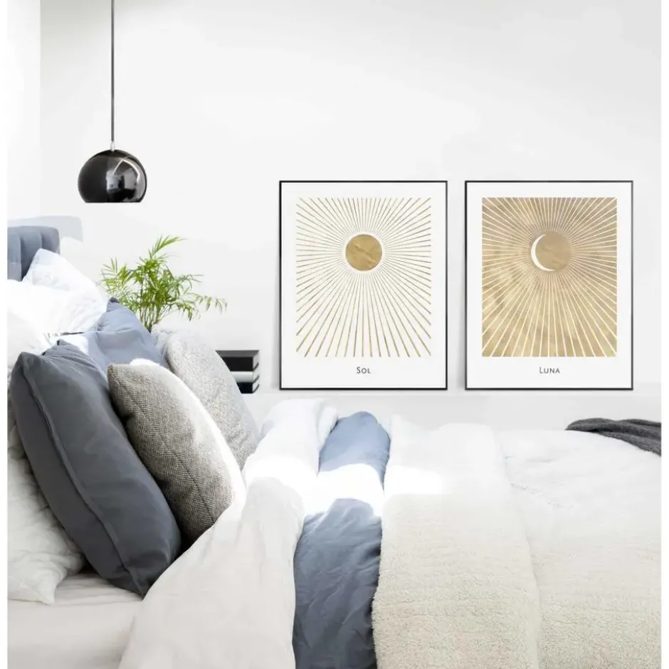 Set poster met lijst - Zon en Maan