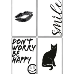 Set poster met lijst - Zwart-Wit Geluk