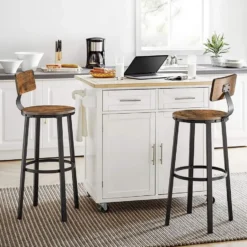 Set van 2 barkrukken - industrieel ontwerp - vintage bruin