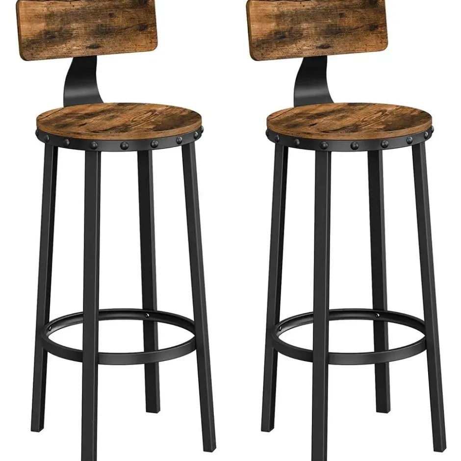 Set van 2 barkrukken - industrieel ontwerp - vintage bruin