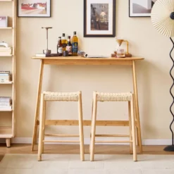 Set van 2 Barkrukken Massief Hout Scandinavisch