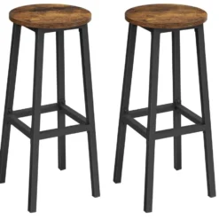 Set van 2 Barkrukken - met stabiel stalen frame, hoogte 75 cm -Bruin-zwart