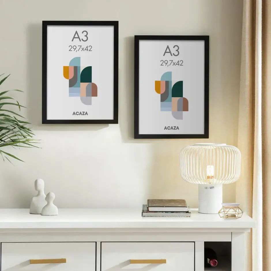 Set van 2 Fotokaders - A3 formaat - Foto Lijsten in MDF Hout - Zwart
