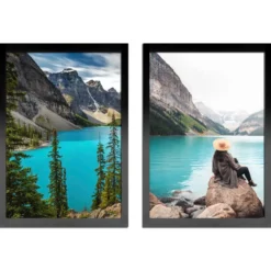 Set van 2 Fotokaders - A3 formaat - Foto Lijsten in MDF Hout - Zwart