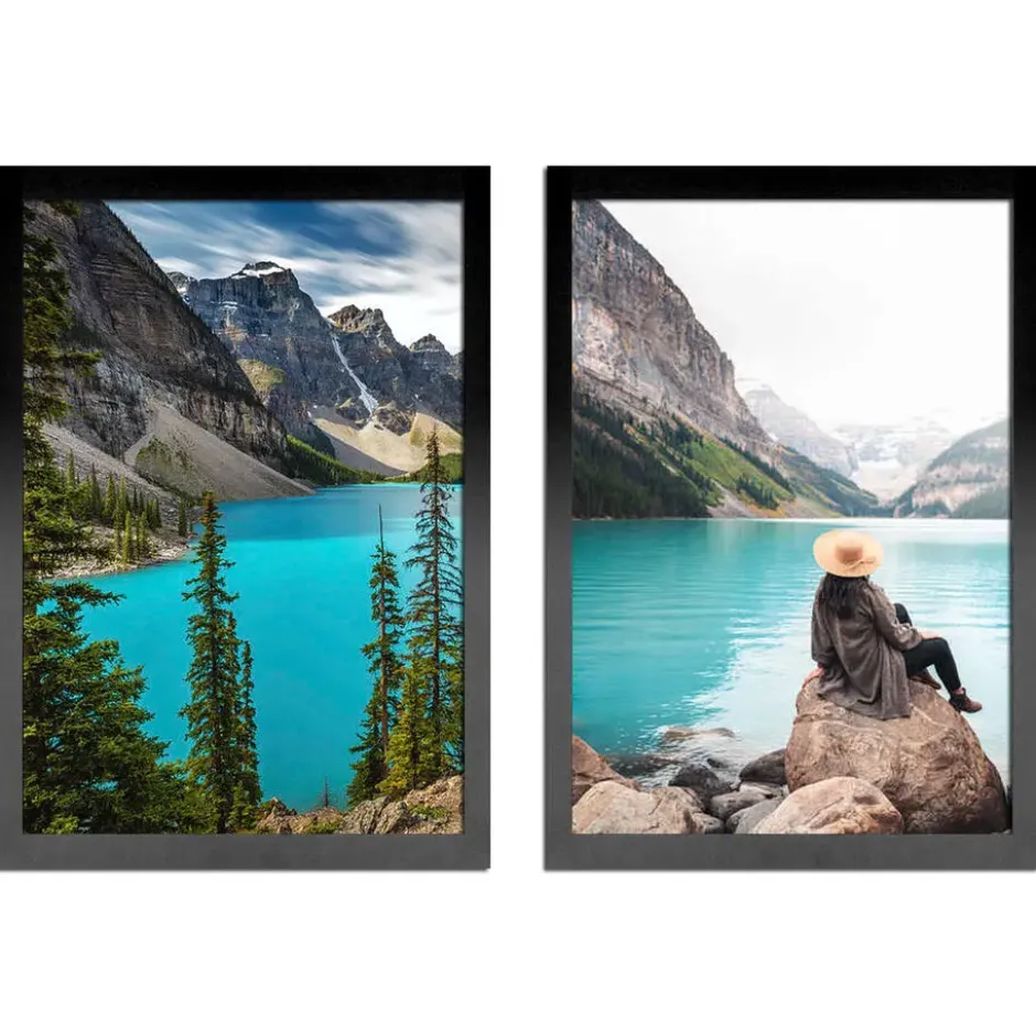 Set van 2 Fotokaders - A3 formaat - Foto Lijsten in MDF Hout - Zwart