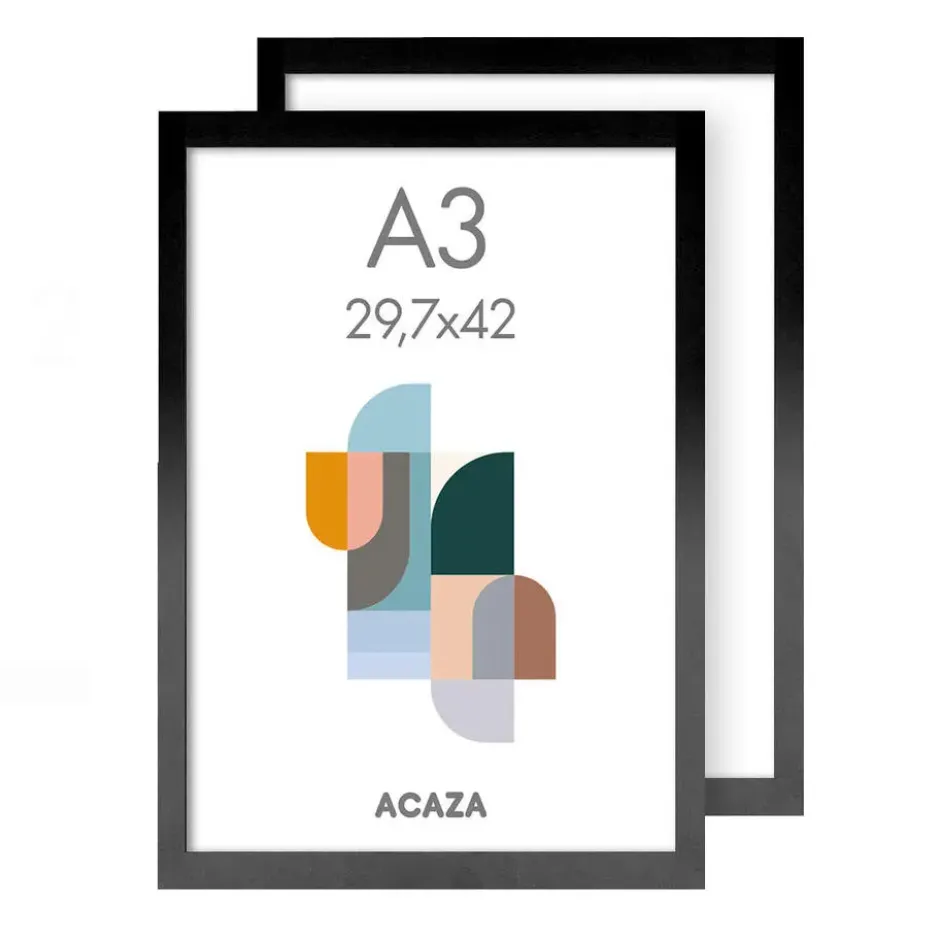 Set van 2 Fotokaders - A3 formaat - Foto Lijsten in MDF Hout - Zwart
