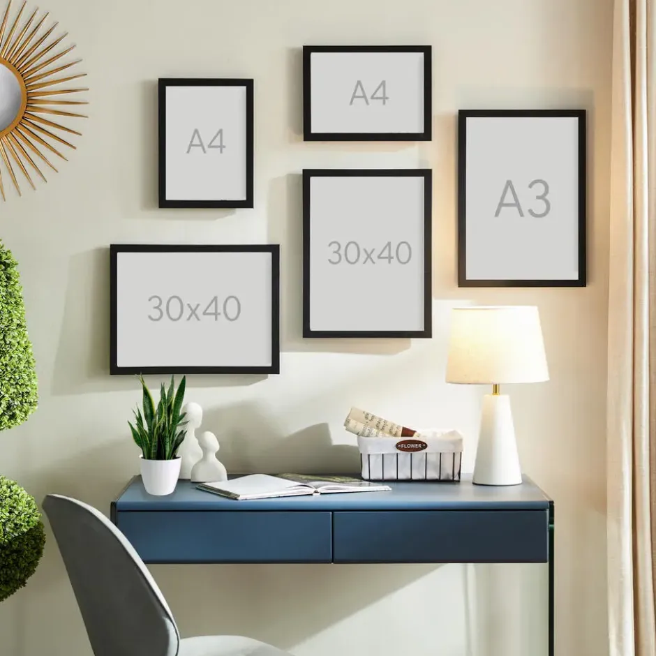 Set van 2 Fotokaders - A3 formaat - Foto Lijsten in MDF Hout - Zwart