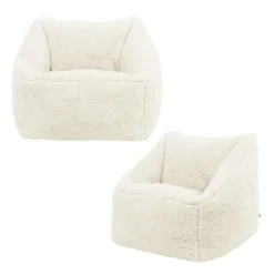 Set van 2 icon Kindersitzakken Teddybeer - Fleece Zitzak - Crème
