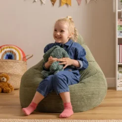Set van 2 icon Kinderzitzakken Dalton - Corduroy Zitzak - Saliegroen