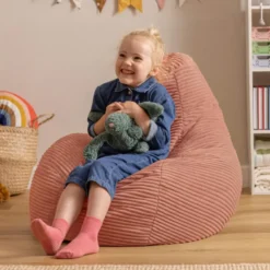 Set van 2 icon Kinderzitzakken Dalton - Corduroy Zitzak - Oud roze