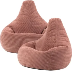 Set van 2 icon Zitzak Dalton - Corduroy Zitzak Volwassenen - Oud roze
