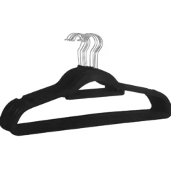 Set van 50 kleerhangers - Fluweel - Anti-slip - Kapstokken met Broeklat - Zwart