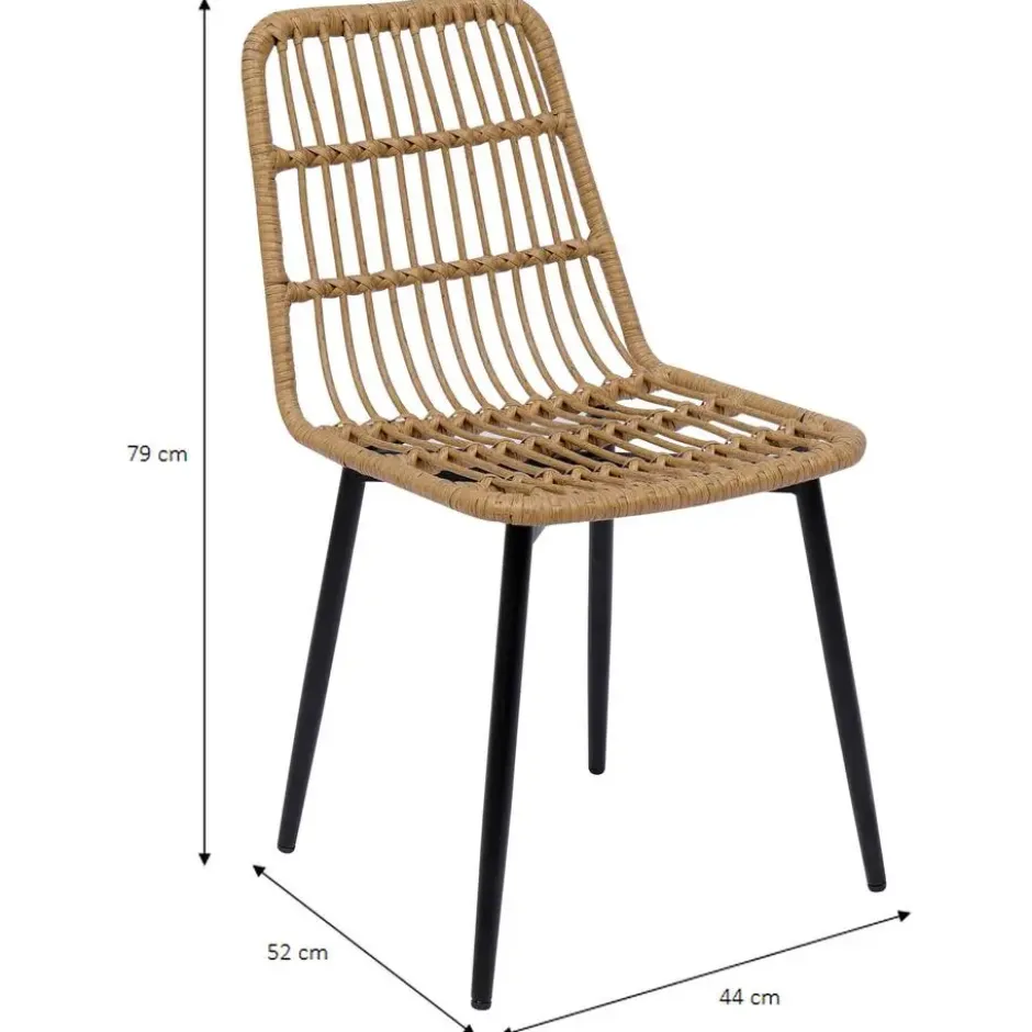 Set van 4 metalen en rotan tuinstoelen