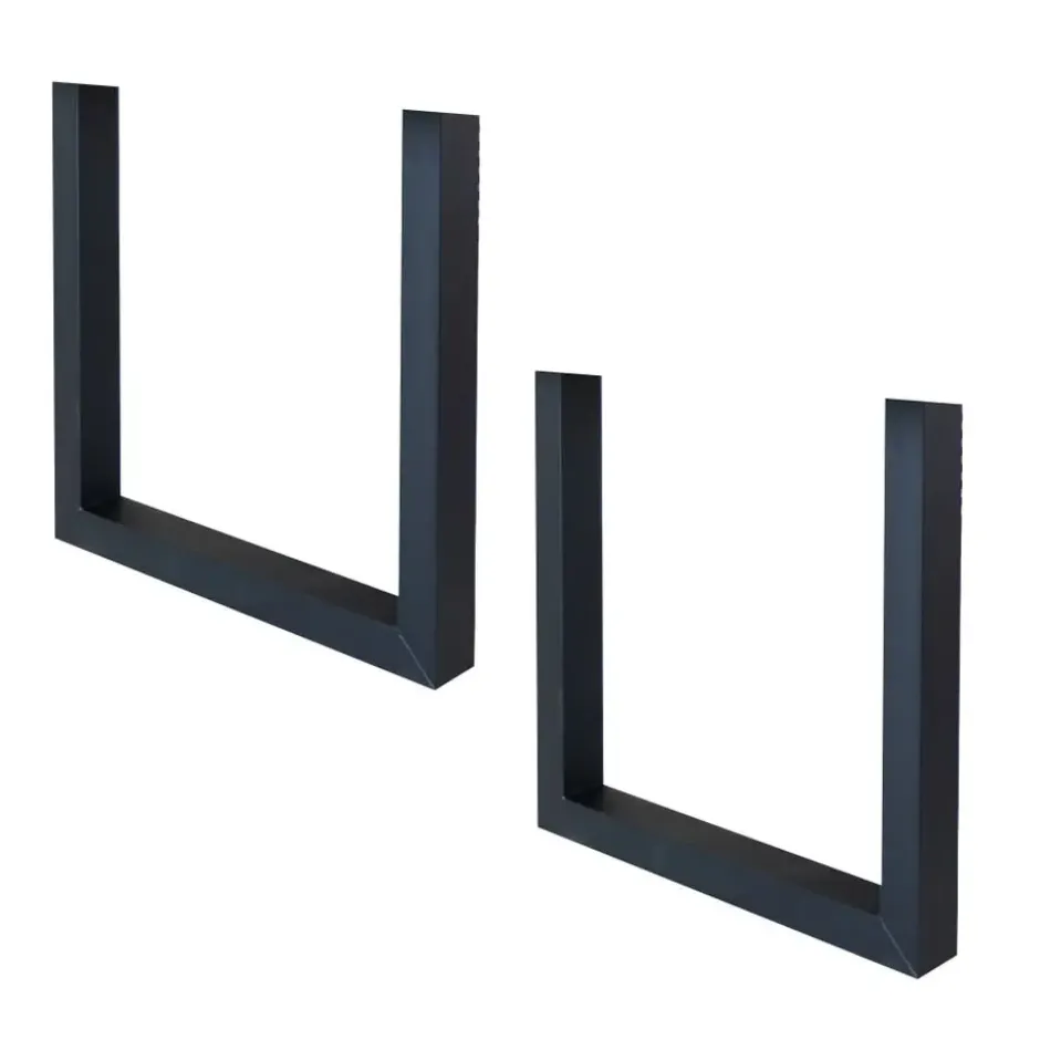 Set van 2 metalen tafelpoten U-frame zwart - 8x70x72 cm - Metaal - Zwart
