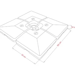 Set van 4 Parasoltegels (104 kg) - voor Parasol met Kruisvoet - Zwart
