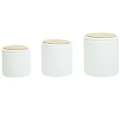 Set van 3 poefs met opbergruimte in hout en lussen