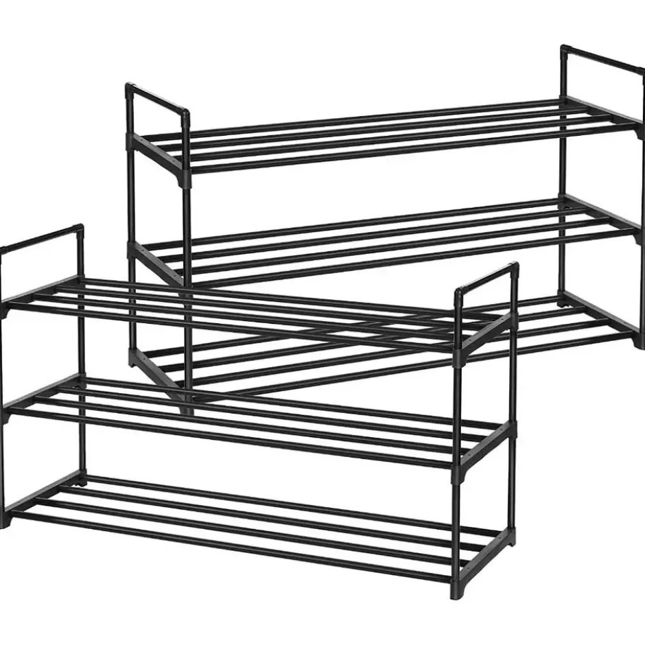 Set van 2 schoenenrekken - tot 24 paar - stapelbaar - 91.7x52.4x29.3 cm - zwart
