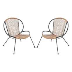 Set van 2 - Tuinfauteuil NIKAO - 69 cmx73 cm - Zwart Natuurlijk licht Hars