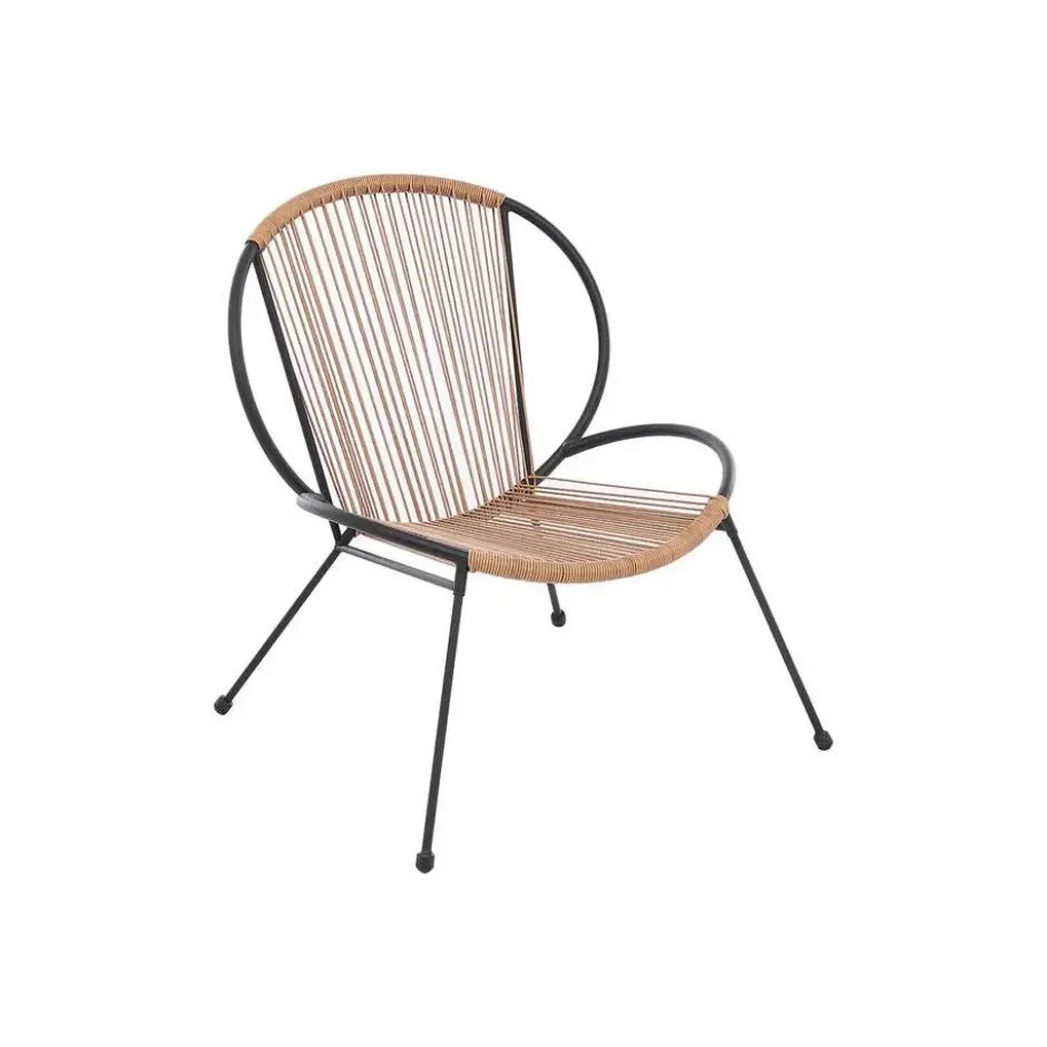 Set van 2 - Tuinfauteuil NIKAO - 69 cmx73 cm - Zwart Natuurlijk licht Hars
