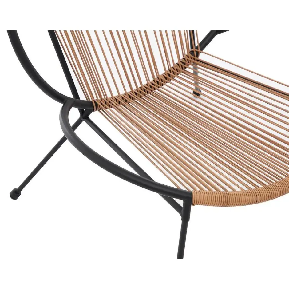 Set van 2 - Tuinfauteuil NIKAO - 69 cmx73 cm - Zwart Natuurlijk licht Hars