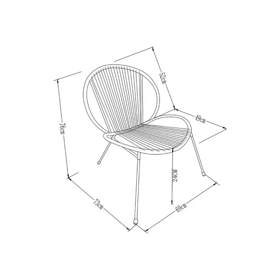 Set van 2 - Tuinfauteuil NIKAO - 69 cmx73 cm - Zwart Natuurlijk licht Hars