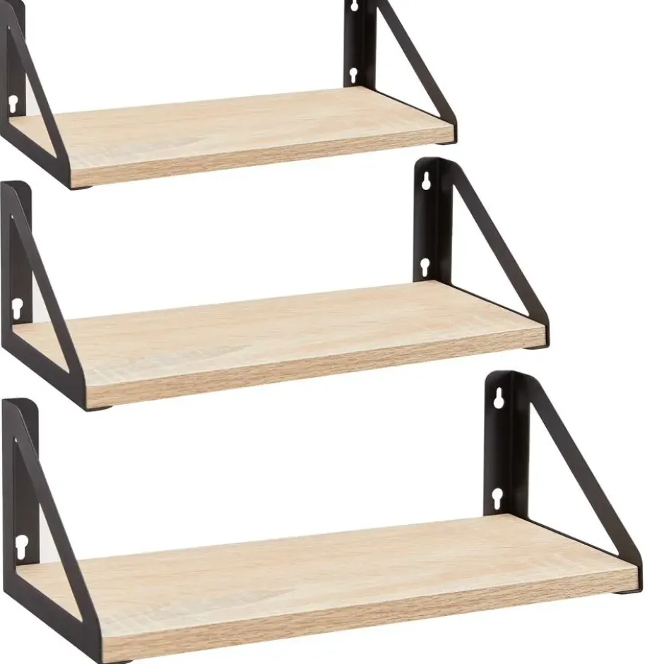 Set van 3 Wandplanken, Zwevende Boeken Planken- Licht bruin