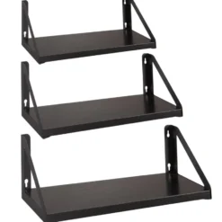 Set van 3 Wandplanken, Zwevende Boeken Planken, 30, 35 en 40 cm lang, Zwart