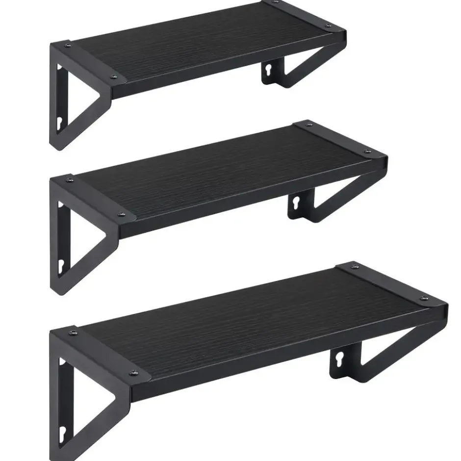 Set van 3 Wandplanken, Zwevende Boeken Planken, 30, 35 en 40 cm lang, Zwart