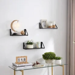 Set van 3 Wandplanken, Zwevende Boeken Planken, 30, 35 en 40 cm lang, Zwart