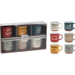 Siaki Koffiemokken - set van 6x stuks - aardewerk - 260 ml