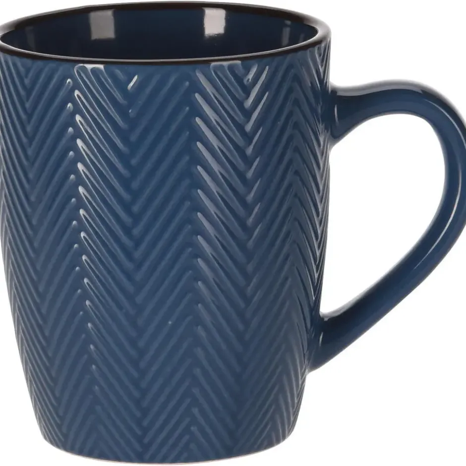 Siaki Koffiemok/theemok - Fishbone - blauw - 370 ml