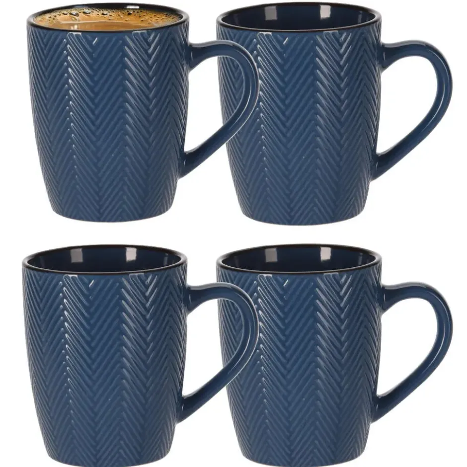 Siaki Koffiemok/theemok - Fishbone - blauw - 370 ml