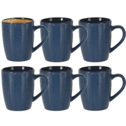 Siaki Koffiemok/theemok - Fishbone - blauw - 370 ml