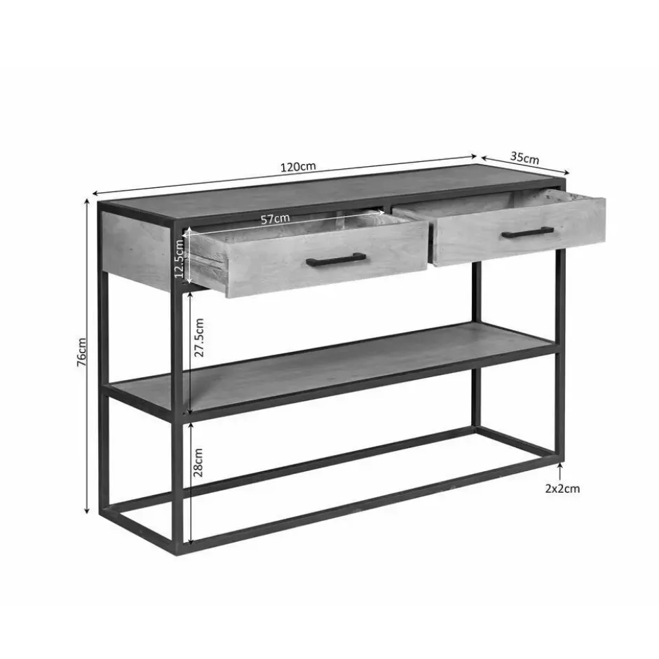 Sidetable Naturel Hout - 120x35x76cm - Dakota