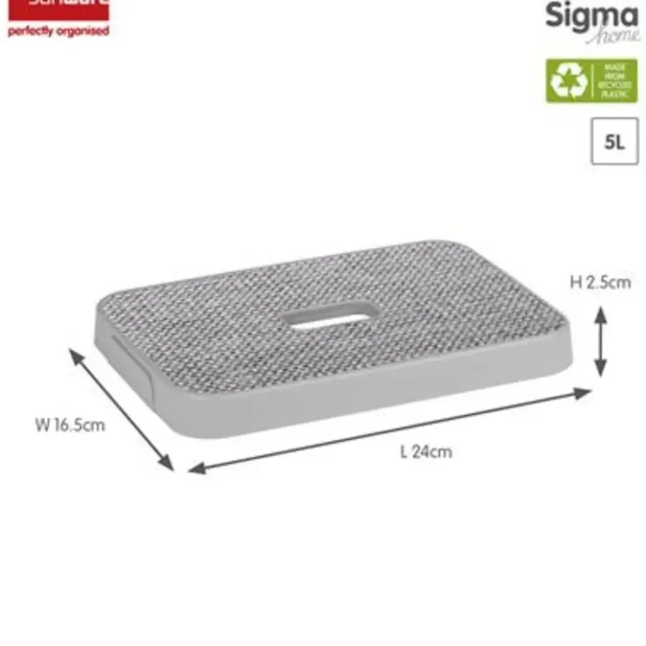 Sigma home deksel stof grijs - opbergbox 5L