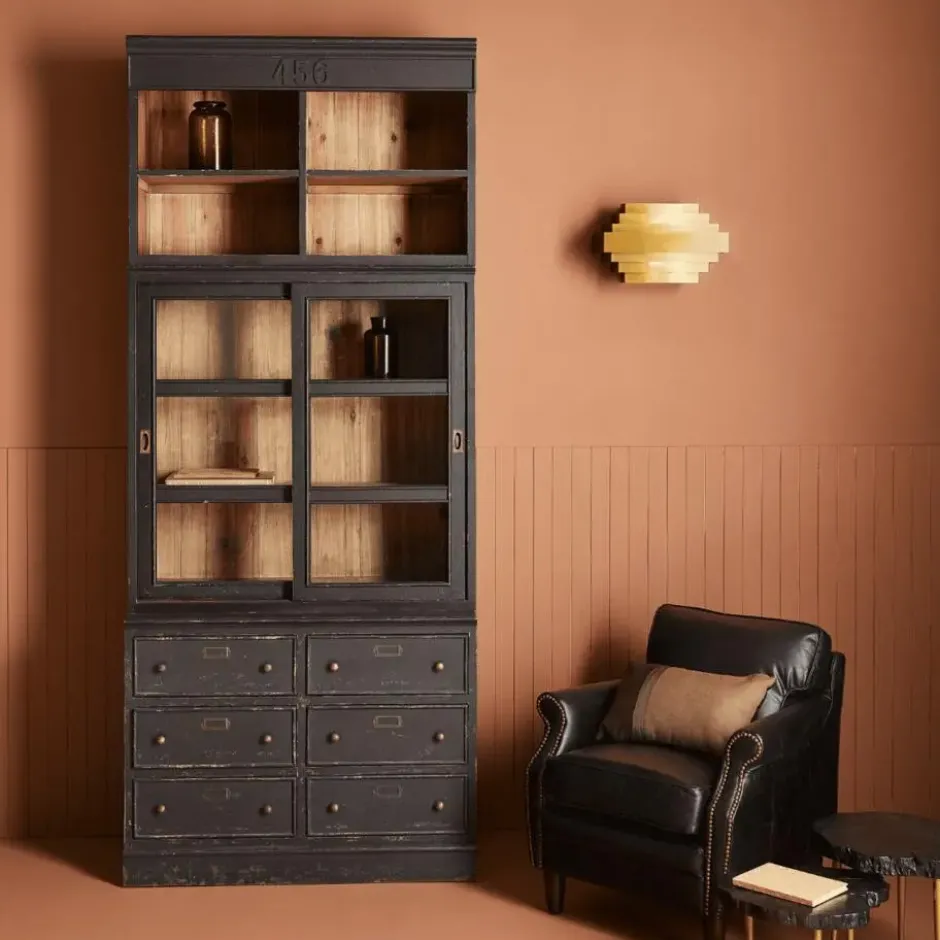 Signature - AMSTERDAM Boekenkast Woonkamer - Zwart - 45x100x240 cm