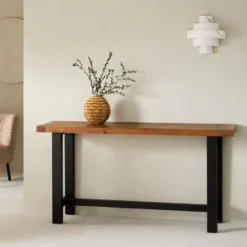 Signature - MAZOT Console - Licht hout/Zwart - 80x150x40 cm
